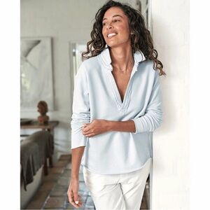 Frank and Eileen Patrick Popover Henley in Ice French Terry